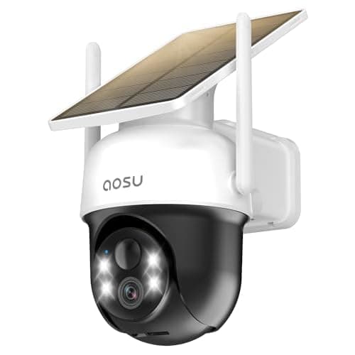 AOSU Solar Camera Security Outdoor - 100% Wire-Free Security Cameras Wireless Outdoor for Home Surveillance with Fixed Solar Panel, 360° Panoramic View, Human Auto Tracking, 2K Color Night V