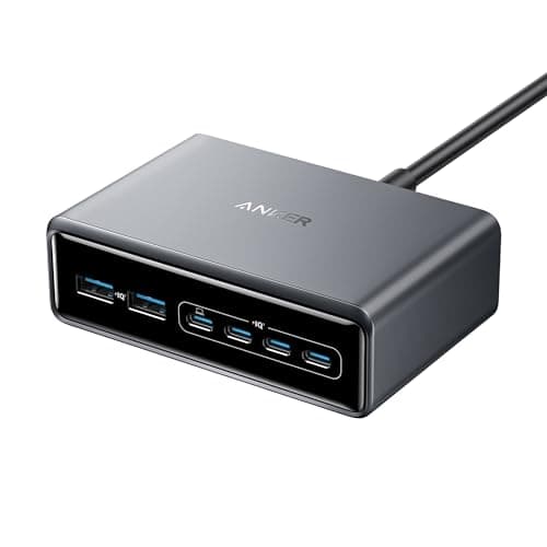 Anker Prime Charger, 200W 6-Port GaN Charging Station, Fast Charging USB C Charger, Compatible with iPhone 17/16/16 Pro/15 Pro, MacBook Pro/Air, iPad Pro, Dell XPS, Galaxy S23/S22, Note20, a