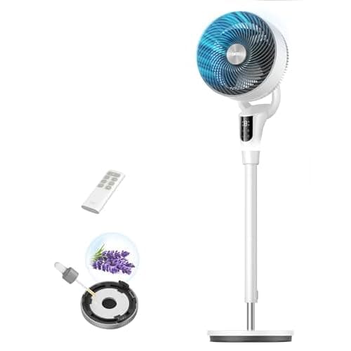 DREO Fan for Bedroom, 2026 Upgraded, 90ft Airflow, 20dB Quiet Fan, 90° Oscillating Standing Fan for Whole Room, DC Motor, 8+H Speeds, 3 Modes, 38-42'' Adjustable Height, 8H Timer, 105° Manua