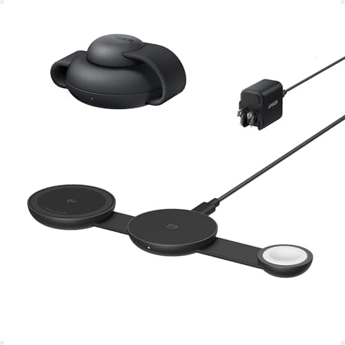 Anker MagSafe Compatible MagGo UFO 3-in-1 Charger, iPhone 17 Wireless Charging Station, 15W Qi2 Certified, Foldable Travel Charging Pad, for iPhone 17/16/15/14, AirPods, Apple Watch (Not a P