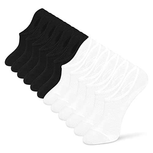 IDEGG No Show Socks Women & Men Low Cut Ankle Short Anti-slid Athletic Running Casual Invisible Liner Socks Small N_3 Black, 3 White