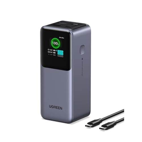 UGREEN Nexode Power Bank 20000mAh 130W Portable Charger 72Wh PD Fast Charging 3-Port USB C Battery Pack with TFT Smart Display for MacBook/iPad/iPhone 17/16/Samsung S26 and More