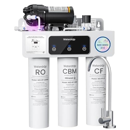 Waterdrop T3-M Remineralization Reverse Osmosis Water Filter, NSF/ANSI 372 Certified, 9-Stage Undersink RO System, 450 GPD Tankless RO Water Filtration System, 2:1 Pure to Drain, Plug-in Req