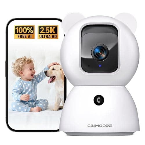 2.5K Pet/Dog Camera with Speaker/Phone App, No-Monthly-Fee AI Person/Pet/Cry Detection Security Camera Indoor, PTZ 2.4GHz WiFi Baby Monitor Cameras for Home Security, Night Vision, 2-Way Tal