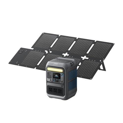 Anker Solar Generator SOLIX C300 with 60W Solar Panel, 288Wh Portable Power Station, 300W (600W Surge), LiFePO4 Battery, 140W Two-Way Fast Charging, for Outdoor Camping, Traveling, and Emerg