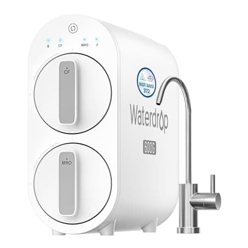 Waterdrop G2P600 Reverse Osmosis System, TDS Reduction, 7 Stage Water Filtration, NSF/ANSI 372 Certified, 600 GPD Tankless RO Water Filter System, Under Sink, 2:1 Pure to Drain White 600 GPD