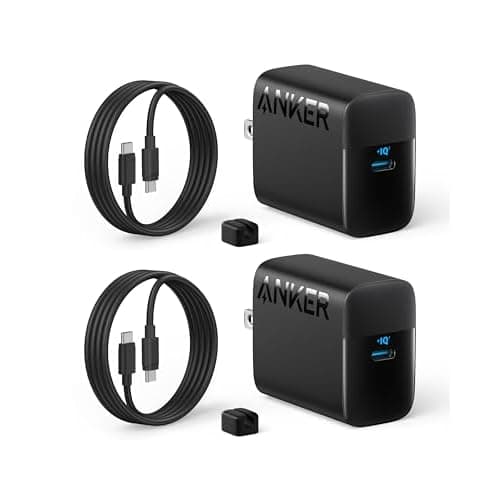 Anker 45W USB C Charger Block, PPS Fast Charger with USB-C Cable for iPhone 17/16 and More Series, iPad, Galaxy S24 Ultra (2-Pack 5 ft Cable Included) Black