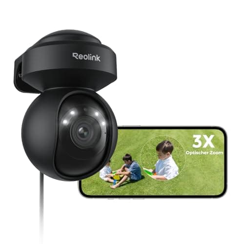 Reolink 4K PTZ Überwachungskamera Aussen WLAN, 3X Optischer Zoom, Auto-Tracking, 2,4/5GHz Wi-Fi 6, Person/Auto/Tiererkennung, Spotlights, 2-Wege-Audio, E1 Outdoor Pro (Schwarz)