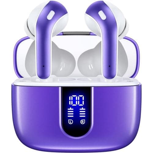 TAGRY Bluetooth Headphones True Wireless Earbuds 60H Playback LED Power Display Earphones with Wireless Charging Case IPX5 Waterproof in-Ear Ear buds with Mic for TV Smart Phone Laptop Compu