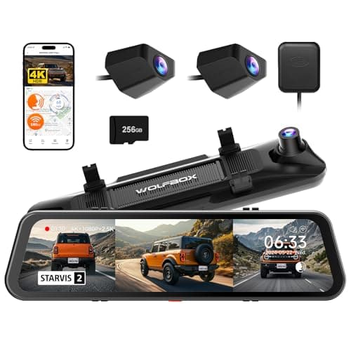 WOLFBOX G900 Tripro Bumper Version 3 Channel 4K Mirror Dash Cam, 8MP STARVIS 2 IMX678 Night Vision, 4K+2.5K+1080P Front and Rear Bumper Dash Cam, 5.8GHz WiFi, Voice Control, Includes 256GB C