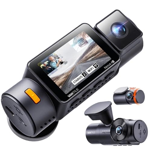 Vantrue New N4S 3 Channel Dash Cam, STARVIS 2 Night Vision, Front Rear Inside Dashcam for Cars, Front and Rear Dual Channel, PlatePixâ„¢ Tech, Parking Mode, Wi-Fi, GPS, 2" IPS, Support 1TB (RC