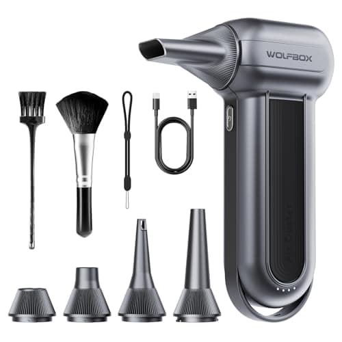 WOLFBOX MF100 Electric Air Duster-150000RPM Super Power Cordless Air Duster, Rechargeable Brushless Motor Durable Blower, 3-Gear Adjustable Dust Blower for Computer, Keyboard, Outdoor, House