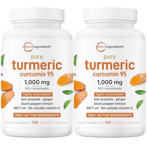 Micro Ingredients Pure Turmeric Curcumin Supplement 1,000mg – 95% Curcuminoids with Black Pepper & Ginger – High Absorption for Joint & Antioxidant Support* – Filler Free, 240 Veggie Capsule