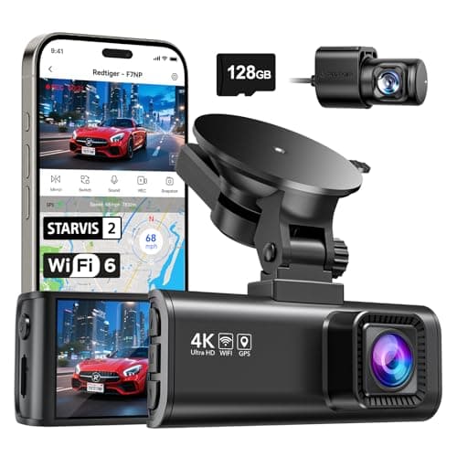 REDTIGER 4K Dash Cam Front and Rear, Fastest 5.8GHz Wi-Fi6 Dashcam with 128GB SD Card, STARVIS 2 Ultra Night Vision Dash Camera, 3.18” Screen, 170°Wide Angle, 24H Parking Mode, Max 512GB(F7N